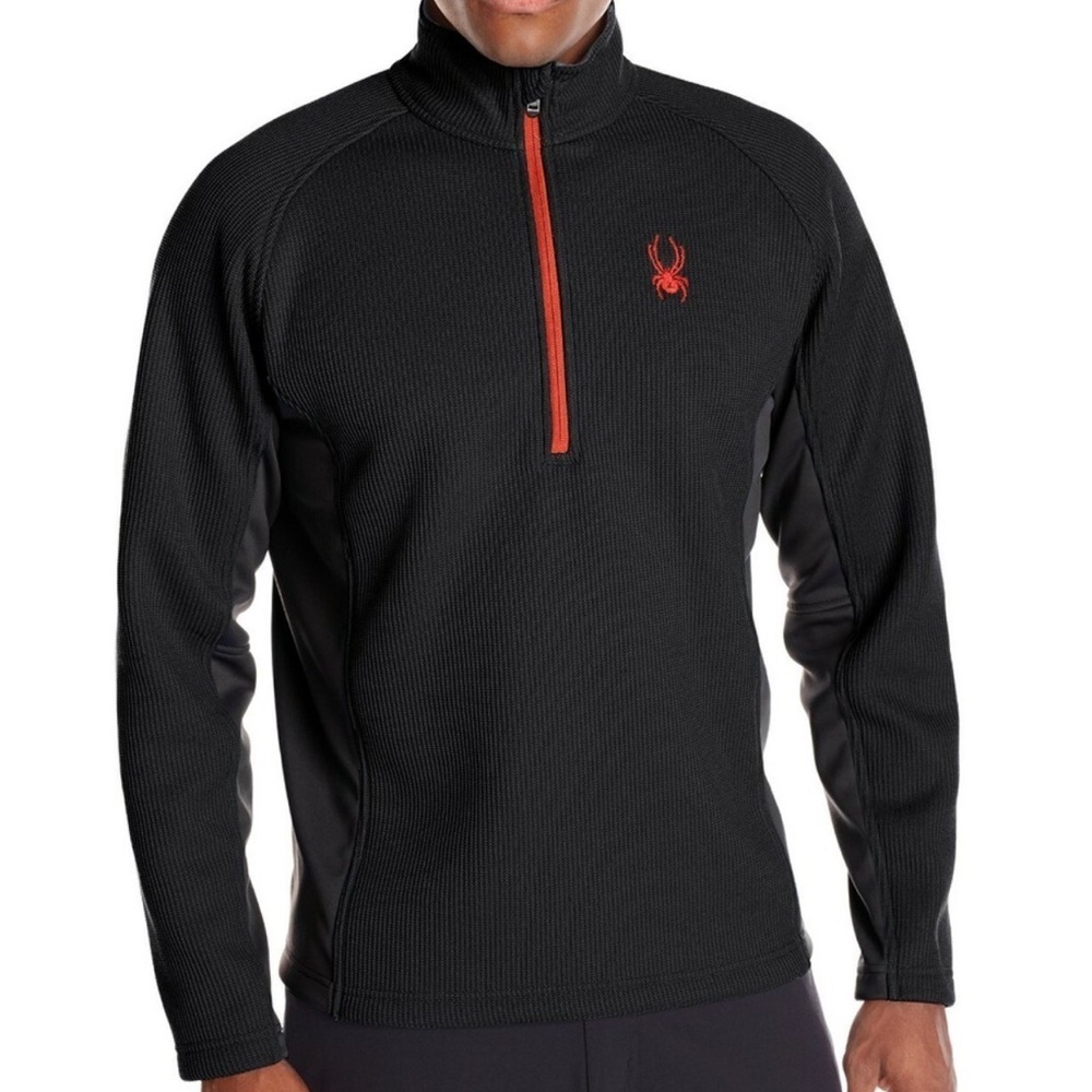 Spyder Men’s Black Half Zip Fleece Lined Pullover Sweater Sz Medium EUC